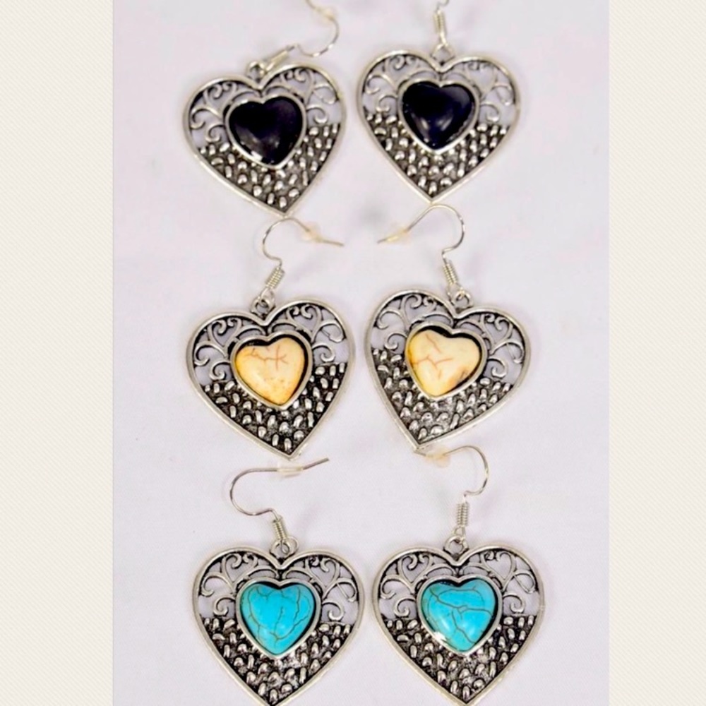 Heart Semiprecious
Stone Earrings